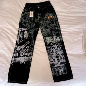 *LIMITED EDITION* Hand Painted black cargo jeans